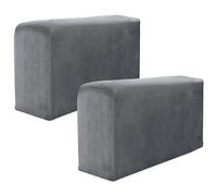 Foppla Lot de 2 housses d'accoudoir de canapé, antidérapantes, douces et chaudes, protection de meubles pour chaise, canapé, fauteuil inclinable (gris foncé)