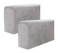 Foppla Lot de 2 housses d'accoudoirs, antidérapantes, douces et chaudes, pour fauteuil, canapé, fauteuil inclinable (gris clair)