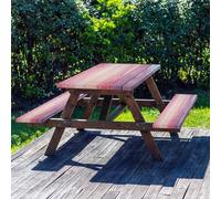 Foppla Lot de 3 housses de table de pique-nique et de banc, housses de table de camping en polyester imperméable avec housses de banc, nappe de camping en grain de bois naturel pour barbecues, camping
