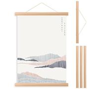 Foppla Lot de 4 barres de suspension magnétiques en bois de teck avec corde de suspension pour décoration d'intérieur et de dortoir (couleur bois original, 31 cm)