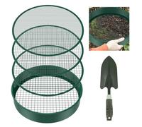 Foppla Lot de 6 tamis de jardin ronds de 30 cm avec 4 tamis interchangeables - Tamis à compost en acier inoxydable pour terre, compost, semences - Avec pelle de jardin