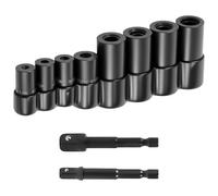 Foppla Lot de 8 clés à douille pour taraud, entraînement 1/4" et 3/8", porte-taraud avec porte-douille et 2 tiges d'extension, taraud 12 mm (noir)
