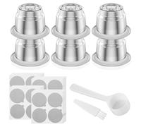 Foppla Lot de capsules à café en acier inoxydable pour Essenza Mini C30 - Réutilisables - Capsules rechargeables avec 100 couvercles en film - Pour tasses à café à expresso