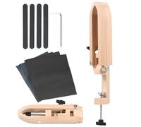 FOPPLA Poney de couture réglable, pince à cheval pliable, gabarit de serrage de selle, étau de travail manuel pour le travail du cuir, support de couture robuste, bois de hêtre