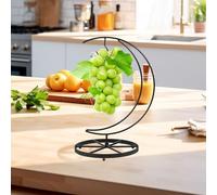 Foppla Porte-bananes stable avec crochet en métal antirouille - Multifonctionnel - Pour fruits, micro paysages, décorations de clés, ustensiles de cuisine (lune)