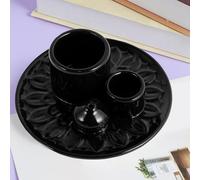 Foppla Porte-encens Palo Santo en céramique - Brûleur d'encens polyvalent - Élégant brûleur d'encens - Noir