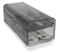 Foppla Porte-œufs pour réfrigérateur avec fonction échelle de temps à ressort automatique - Distributeur d'œufs peu encombrant - Peut contenir 28 œufs simultanément - Pour armoires de cuisine (gris