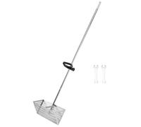 Foppla Tamis à sable en acier inoxydable Râteau à sable avec manche long amovible de 134 cm et tamis de 40 x 20 cm pour sable de plage Râteau à puces amovible (acier inoxydable)