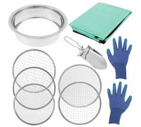 Foppla Tamis de jardin rond de 30 cm avec 5 tamis interchangeables - Tamis à compost en acier inoxydable pour terre, compost, semences - Avec pelle de jardin (10)