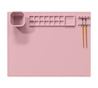 Foppla Tapis de peinture en silicone, feuille de peinture en silicone avec porte-outils, tapis d'art pliable pour travaux manuels, dessin, découpe, perles, loisirs créatifs (rose)