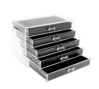 Foppla Vitrine de collection, boîte de présentation polyvalente à compartiments avec doublure douce pour fossiles, perles, bagues, bijoux (5 couches)