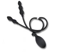 FOPS Analplug Double Gonflable Noir - Plug Buttocks Inflatable avec Deux Formes Ø 4,5-7,3 cm jusqu'à 16 cm de Longueur, Pompe à Main et Soupape de Sécurité D22-13