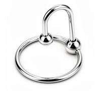 Fops Arrêt de Sperme en Argent Anneau glandulaire manuel avec blocage urétral Taille L (3 cm) Correcteur métallique pour Edging et entraînement d'endurance Outil de retardement pour hommes Argent N17L
