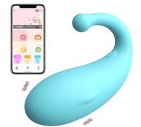 Fops Bullet Vibrateur pour femme, 10 modes de vibration, 7,5 cm, ⌀3,2 cm, contrôlé par application, mini œuf vibrant, silicone, silencieux, bleu, stimulation clitoridienne, discret, compact