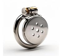 Fops Cage de chasteté en métal - Cage de chasteté de 4,4 cm pour hommes, In nneau de base de 52 mm, Aspect acier inoxydable, Design hygiénique pour un port prolongé, Discrète et sûre, Argent N33M