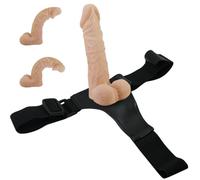 Fops Dildo Strap-On Réaliste avec Peau Mobile - Harnais Réglable & Noyau Flexible, 22 cm, Effet Peau Naturelle, Sensation Réelle pour Femmes et Couples, Couleur Chair, Modèle D73