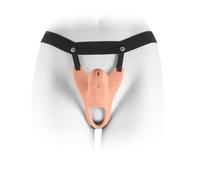 Fops Godemiché à sangle Hollow Strap-On pour hommes 15 cm, réaliste avec ouverture pour testicules veinées, ceinture de hanche ajustable manchon pénien creux en silicone pour couples référence D62