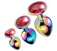 Fops Kit de démarrage 3 plugs anaux en acier inoxydable ornés de diamants 3 tailles S-M-L, jusqu'à 153g et 4 cm extrêmement durs pour une stimulation anale intense jouet anal pour femmes et hommes A64