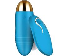 FOPS Oeuf vibrant télécommandé avec 20 modes de vibration - Longueur 8 cm & diamètre 3 cm - Silicone & ABS, ultra-silencieux et étanche - Mini vibromasseur avec télécommande, Bleu M17-16