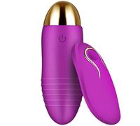 FOPS Oeuf vibrant télécommandé avec 20 modes de vibration - Longueur 80 mm & diamètre 30mm Silicone hypoallergénique & ABS, discret et silencieux Mini vibromasseur avec télécommande Violet M17-16