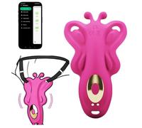 Fops String Vibrant Connecté via App Rose - Culotte Vibrante Portable avec 9 Modes Dual-Moteur Étanche et Rechargeable USB - Jouet Intime Discret pour Femmes et Couples M131