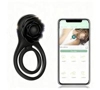 Fops Vibrator contrôlé par application Anneau pénien et anneau scrotal 2-en-1 pour couples stimulateur de clitoris avec 10 modes contrôle à distance rigidité pour érection et étirement USB N05-25