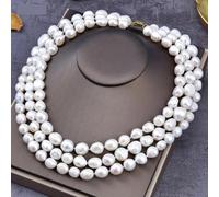 FOPURE 18"-20" 3 Rows Cultured White Baroque Pearl Necklace Keshi Pearl Jewelry Women Gifts