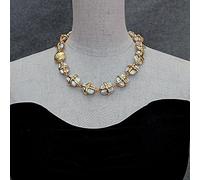 FOPURE 19x25mm Cultured White Keshi Pearl Rectangle Shape Gold Plated Cross Necklace Design Jewelry