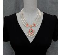FOPURE 3 Layered 6-7mm Cultured White Pearl Necklace Big Statement Bohemia Necklaces