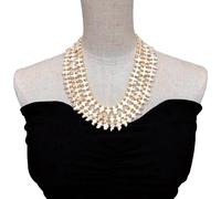FOPURE 3 Strands 8x14mm Cultured White Pearl Necklace Crucifix Shape Pearl Religon Jewelry