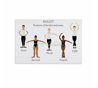 FOPURE Ballet Fundamentals Poster, Complete Guide to Feet and Arms Positions, Instructional Wall-Art for Dance School(Framed,16x24inch(40x60cm))