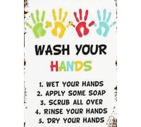 FOPURE Classroom Management Poster Hand Washing Rules Bathroom Procedures Chart Educational Wall Decor for Teachers(Unframed,08x12inch(20x30cm))