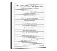 FOPURE Classroom Office Decor Canvas Wall-Art Challenge Negative Thoughts Quote Inspirational Motivational Poster Print(Unframed,08x12inch(20x30cm))