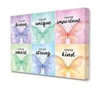 FOPURE Colorful Butterfly Affirmation Wall-Art, You Are Brave Inspirational Poster for and Teens, Quote Decor for Girls Room and Nursery(Framed,12x18inch(30x45cm))