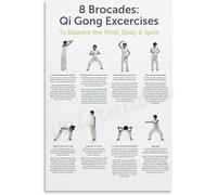 FOPURE Eight Brocades Poster - Exercises for of Mind Body, Wall-Art for Home Decor and Wellness Space(Framed,12x18inch(30x45cm))