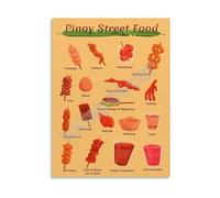 FOPURE Filipino Street Food Collection Poster Pinoy Dishes Kitchen Canvas Wall-Art for Home Decor(Framed,08x12inch(20x30cm))