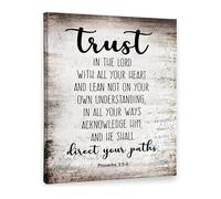 FOPURE Home Decor Proverbs 3:5-6 Trust In The Lord With All Your Heart Wall-Art Bible Scripture for Room Office(Framed,12x18inch(30x45cm))