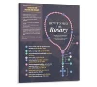 FOPURE How to Pray the Rosary Poster Framed Canvas Art Catholic Prayer Step by Step Guide for Home Altar Decor(Unframed,16x24inch(40x60cm))