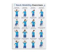 FOPURE Neck and Shoulder Stretch Chart Exercise Guide Canvas Wall-Art Seated Standing Routine Poster for Home Office Clinic Decor(Unframed,08x12inch(20x30cm))