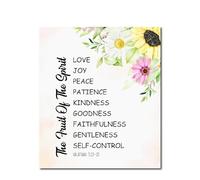 FOPURE Religious Wooden Sign, Fruit of the Bible Verse Wall-Art, Christian Inspirational Hanging Decor for Bedroom, Office, and Library(Framed,12x18inch(30x45cm))