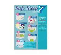 FOPURE Safe Sleep 7 Chart Poster Sleeping Guidelines Infant Reference Educational Wall-Art for Room(Framed,08x12inch(20x30cm))