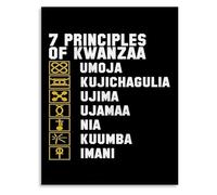 FOPURE Seven Kwanzaa Principles Canvas Wall-Art African American Holiday Poster for Home Cultural Event Decor(Framed,16x24inch(40x60cm))