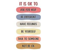 FOPURE Students Mental Health Poster It Is Ok To Affirmations Wall-Art for Counselor Office Classroom(Framed,12x18inch(30x45cm))
