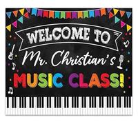 FOPURE Teacher Appreciation Gift Personalized Welcome to Music Classroom Poster Name Music Class Decor(Framed,12x18inch(30x45cm))
