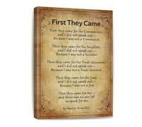 FOPURE The Dangers of Silence - First They Came Quote Canvas Art, a Solemn Reminder for Home Office, Law Firm, or Academic Wall(Framed,12x18inch(30x45cm))
