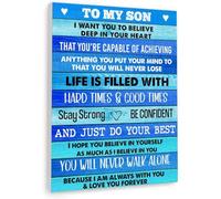 FOPURE To My Son I Am Always With You Wall-Art, Gwisml Inspirational Quote Painting, Motivational Gift from Parents, Canvas Poster for Living Room and Son's Room(Framed,16x24inch(40x60cm))