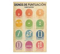FOPURE Vintage Spanish Classroom Decor | Retro-Style Punctuation and Grammar Rules Tin Poster | Nostalgic Wall-Art for School, Library or Tutor's Office(Unframed,08x12inch(20x30cm))
