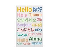 FOPURE Ways to Say Hello Around the World Multilingual Greetings Poster Cultural Diversity Wall-Art for Language Classroom Library Decor(Framed,16x24inch(40x60cm))
