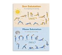 FOPURE Yoga Practice Poster Sun Salutation and Moon Salutation Poses Guide for Home Studio Gym Wall-Art Decor(Unframed,16x24inch(40x60cm))