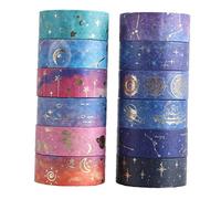 Fopytu 12 Rolls Planet Gold Foil Washi Tape, Masking Tape Decorative for DIY Arts Crafts, Journal Supplies, Planners, Scrapbook, Gift